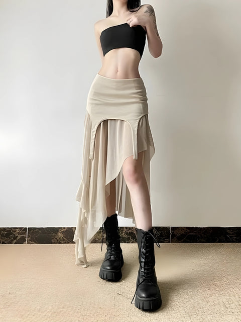 Y2K Ruffle Overlay Skirt