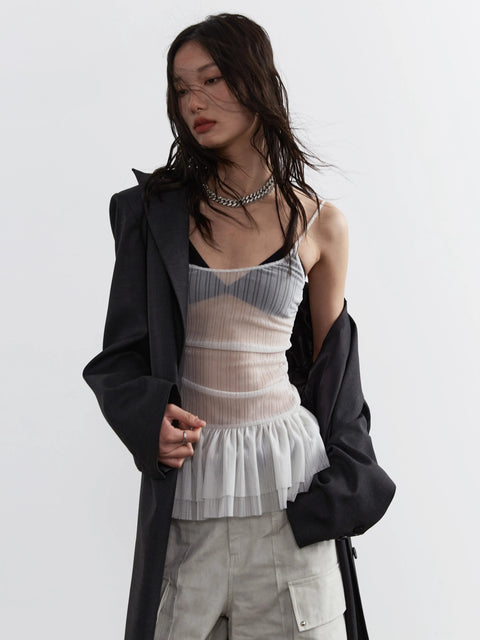 Y2K Ruffled Sheer Top