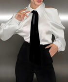 Y2K Satin Cold Shoulder Shirt