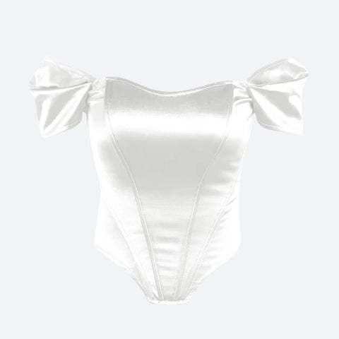 Y2K Satin Off Shoulder Corset Top