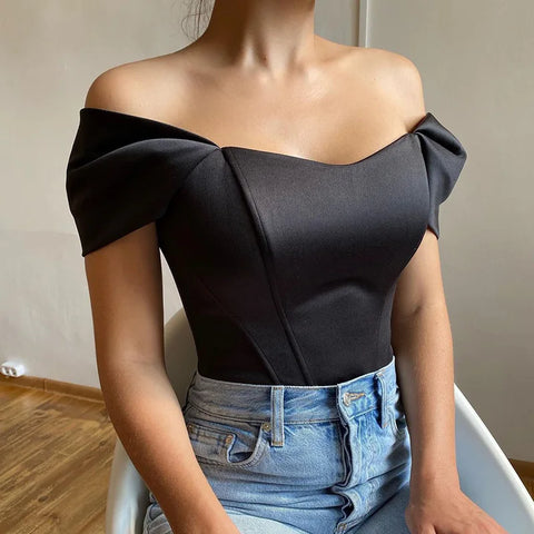 Y2K Satin Off Shoulder Corset Top