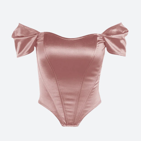 Y2K Satin Off Shoulder Corset Top