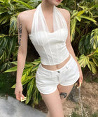 Y2K Sheer Halter Corset Top