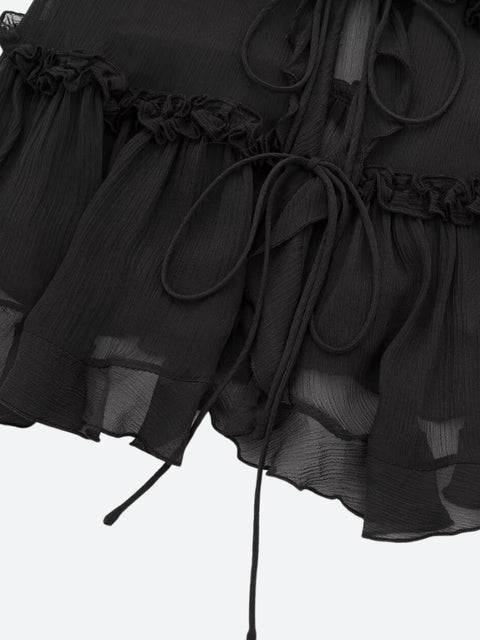 Y2K Sheer Open Front Top
