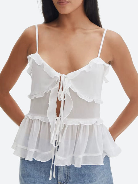 Y2K Sheer Open Front Top
