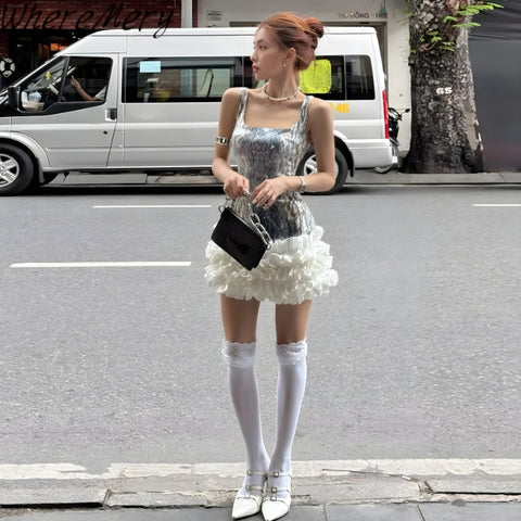 Y2K Sheer Ruffle Mini Dress