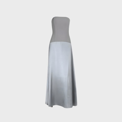 Y2K Sleek Strapless Satin Maxi Dress