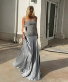 Y2K Sleek Strapless Satin Maxi Dress