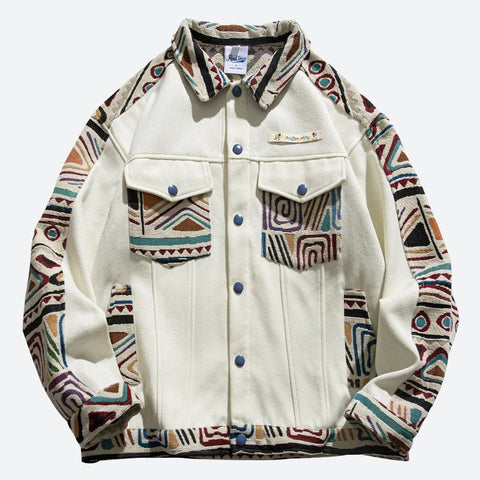 Y2K Snap Button Patchwork Jacket