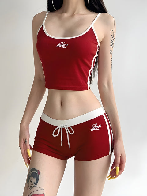 Y2K Sporty Tank & Shorts Two Piece Set