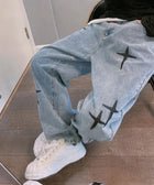 Y2K Star Embroidered Wide Leg Jeans