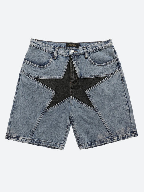 Y2K Star Patch Denim Shorts