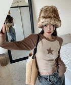 Y2K Star Patch Ribbed Top