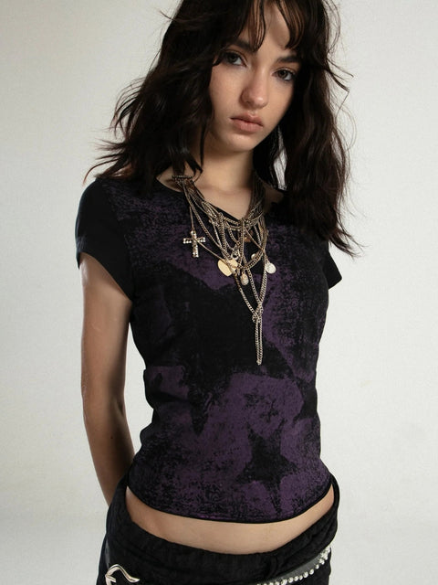 Y2K Star Printed Top