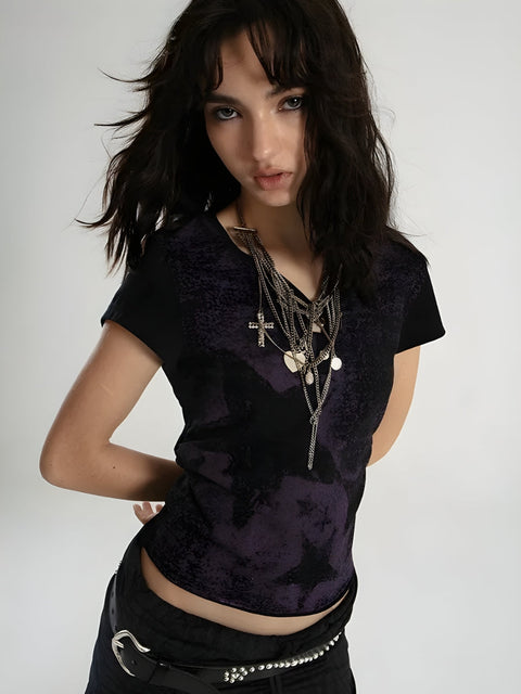 Y2K Star Printed Top
