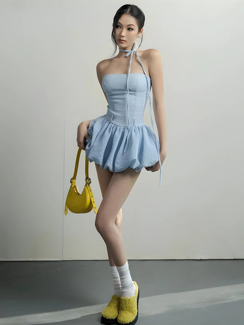 Y2K Strapless Bubble Mini Dress