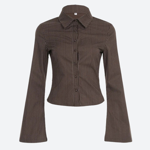 Y2K Striped Flared Sleeve Shirt