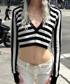 Y2K Striped Hooded Crop Top