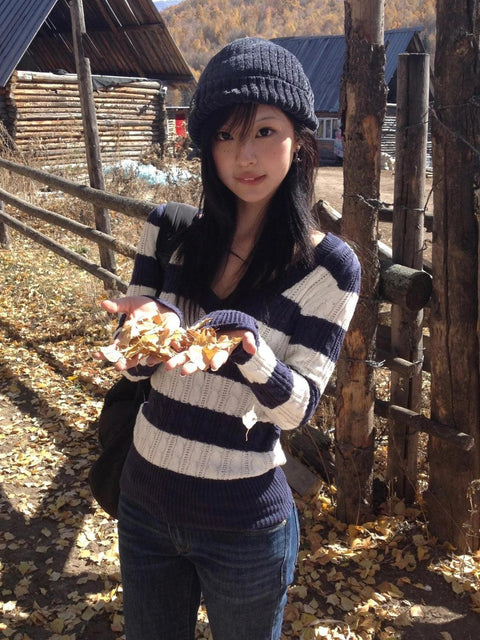 Y2K Striped Knitted Sweater