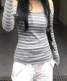 Y2K Striped Off Shoulder Top