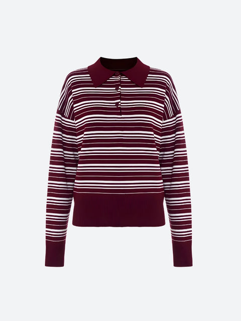 Y2K Striped Polo Sweater