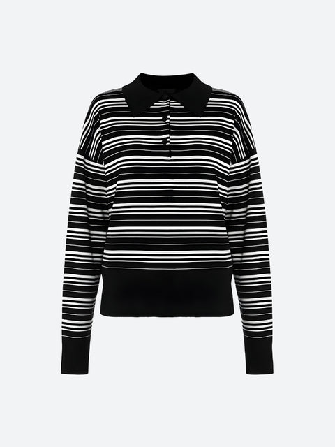 Y2K Striped Polo Sweater