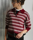 Y2K Striped Polo Sweater