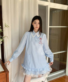 Y2K Striped Shirt Mini Dress