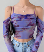 Y2K Tie Dye Off Shoulder Mesh Top