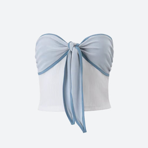 Y2K Tie Front Strapless Top