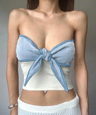Y2K Tie Front Strapless Top
