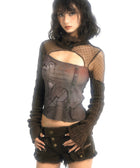 Y2K Turtleneck Cut Out Top