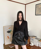 Y2K Twist Front Blouse