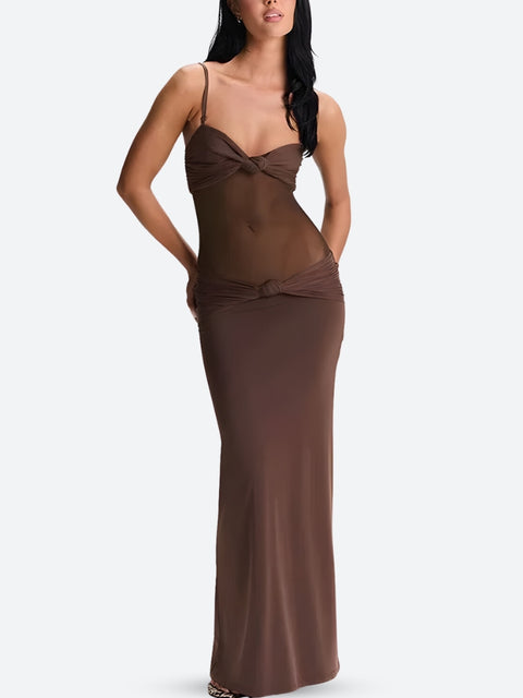 Y2K Twisted Sheer Maxi Dress