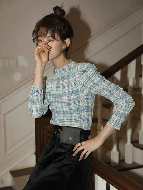 Y2K Vintage Plaid Top