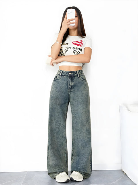 Y2K Washed Straight Denim Jeans