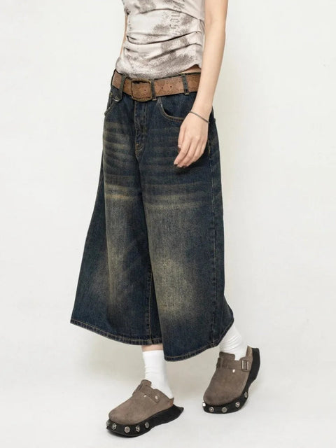 Y2K Wide Leg Denim Shorts