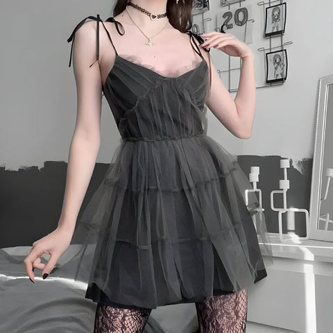 Y2K Witch Tulle Mini Dress