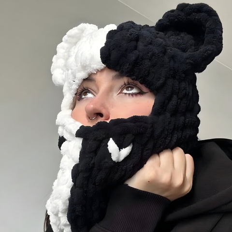 Y2K Bear Ear Puffy Balaclava