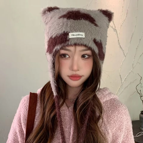 Y2K Cat Ear Fluffy Beanie