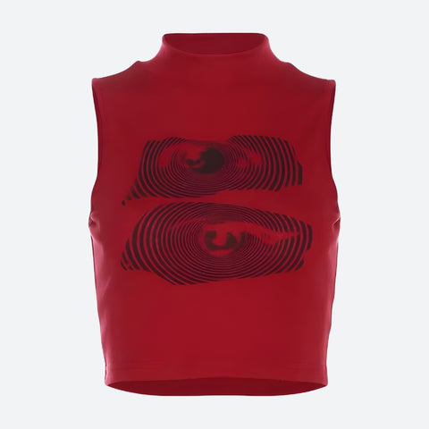 Y2K Eye Illusion Crop Top