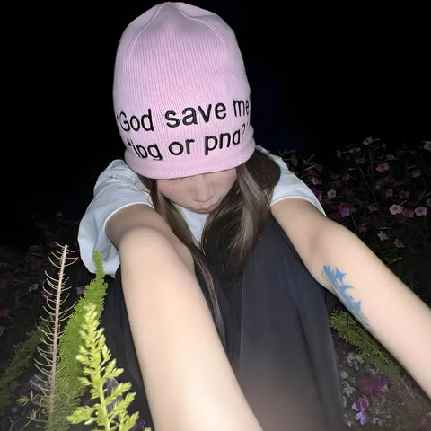 Y2K God Save Me Beanie