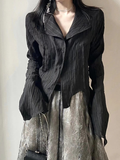 Y2K Goth Asymmetric Blouse