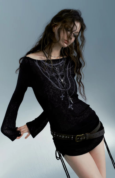 Y2K Goth Cross Necklace Top