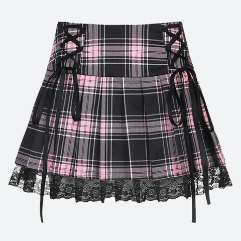 Y2K Goth Plaid Mini Skirt