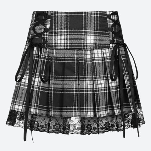 Y2K Goth Plaid Mini Skirt