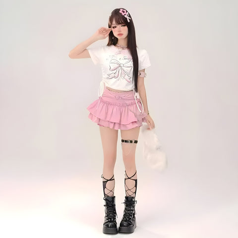 Y2K Heart Buckle Mini Skirt