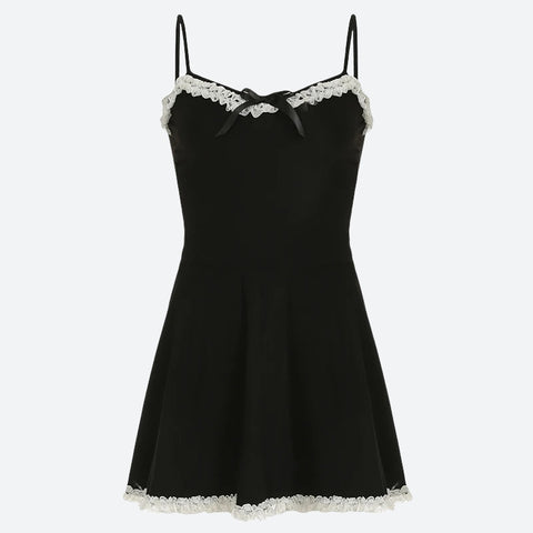 Y2K Lace Trim Mini Dress