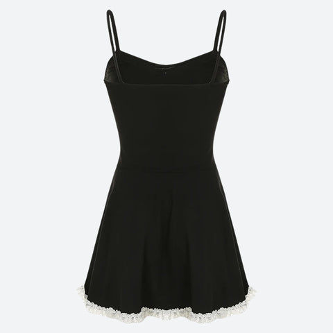 Y2K Lace Trim Mini Dress