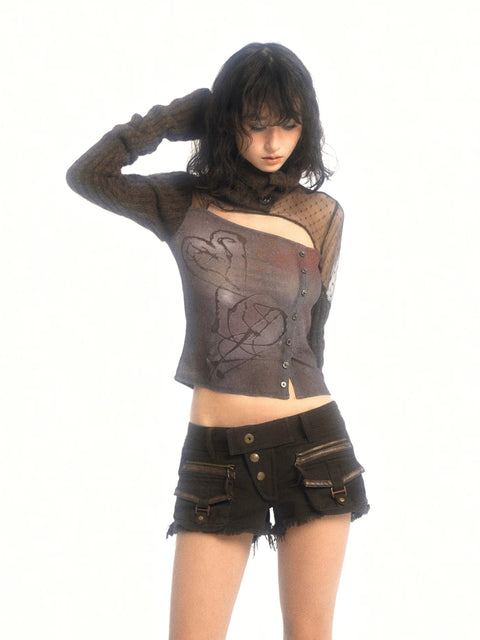 Y2K Turtleneck Cut Out Top